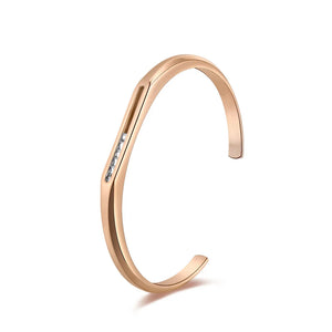 CZ Cuff Bracelet Stainless Steel Bangle for Women