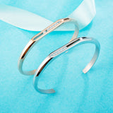 CZ Cuff Bracelet Stainless Steel Bangle for Women