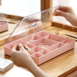Jewelry Storage Box with Lid Multi-Grid Plastic Cases