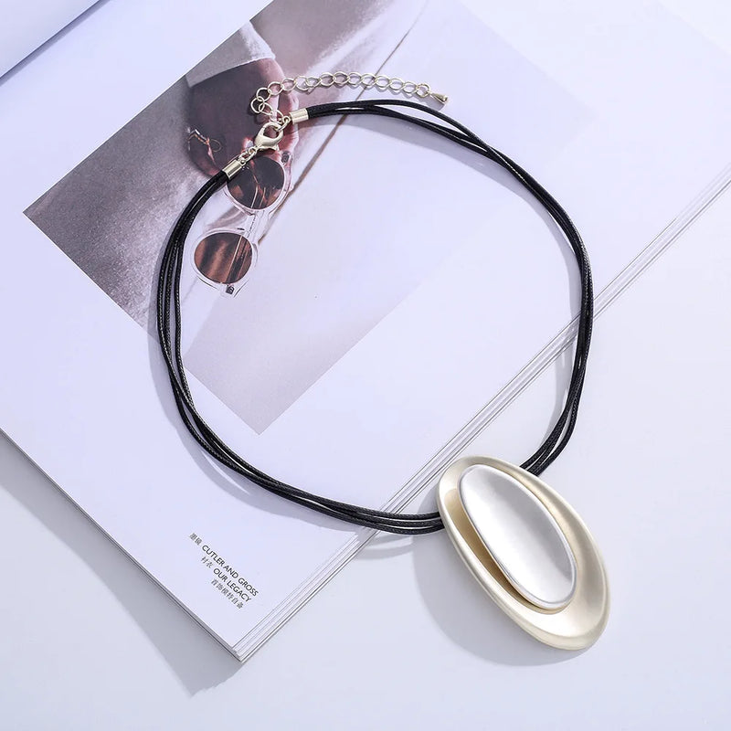 Multi-Layer Ellipse Sweater Chain Necklace for Women
