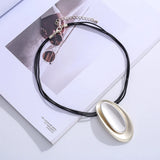 Multi-Layer Ellipse Sweater Chain Necklace for Women