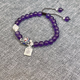 925 Silver Turtle Coins Bracelet with Amethyst Beads
