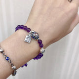 925 Silver Turtle Coins Bracelet with Amethyst Beads