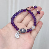 925 Silver Turtle Coins Bracelet with Amethyst Beads