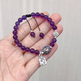 925 Silver Turtle Coins Bracelet with Amethyst Beads