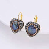 Baroque Freshwater Pearl Heart Earrings Rhinestone Hoop Jewelry Gift