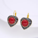Baroque Freshwater Pearl Heart Earrings Rhinestone Hoop Jewelry Gift