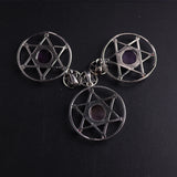 Hand-Cut Natural Amethyst Pentagram Necklace Pendant Choker