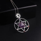 Hand-Cut Natural Amethyst Pentagram Necklace Pendant Choker