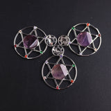 Hand-Cut Natural Amethyst Pentagram Necklace Pendant Choker