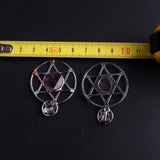 Hand-Cut Natural Amethyst Pentagram Necklace Pendant Choker