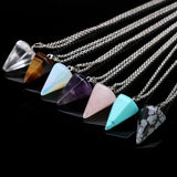 Vintage Natural Stone Cone Pendant Necklace