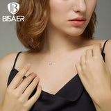Bisaer 925 Silver CZ Fishing Line Chain Necklace for Women