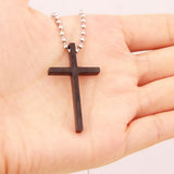 Stainless Steel Cross Pendant Necklace Beads Link Chain