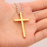 Stainless Steel Cross Pendant Necklace Beads Link Chain