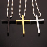Stainless Steel Cross Pendant Necklace Beads Link Chain
