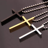 Stainless Steel Cross Pendant Necklace Beads Link Chain