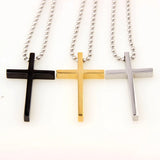 Stainless Steel Cross Pendant Necklace Beads Link Chain