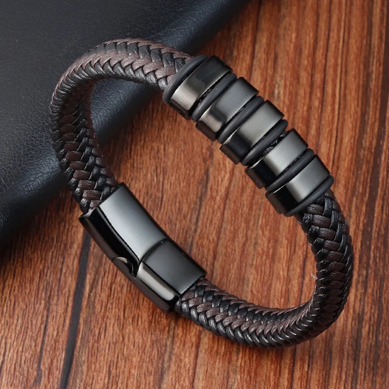 Small Accessories Stainless Steel Men's Leather Bracelet Gift