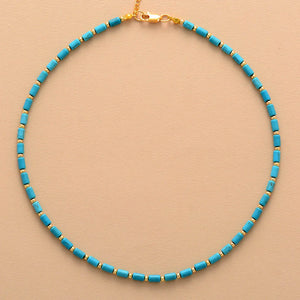 Turquoises Boho Choker Necklace Short Beaded Layered Necklece