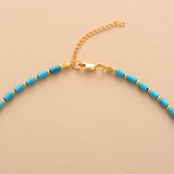 Turquoises Boho Choker Necklace Short Beaded Layered Necklece