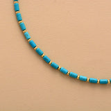 Turquoises Boho Choker Necklace Short Beaded Layered Necklece