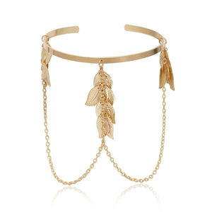 Leaf Tassel Chain Bracelet Bangles Adjustable Arm Bracelets