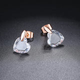 CZ Stud Earrings Rose Round Heart Crystal Wedding Jewelry