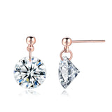 CZ Stud Earrings Rose Round Heart Crystal Wedding Jewelry