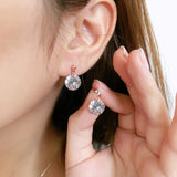 CZ Stud Earrings Rose Round Heart Crystal Wedding Jewelry