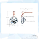CZ Stud Earrings Rose Round Heart Crystal Wedding Jewelry