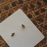 Olive Green Evil Eye Zircon Stud Earrings 925 Silver