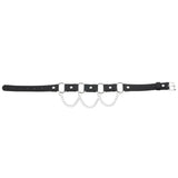 PU Leather Ring Chain Collar Fashionable Belt Buckle Collar Punk Sexy