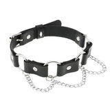 PU Leather Ring Chain Collar Fashionable Belt Buckle Collar Punk Sexy