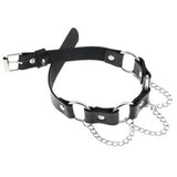 PU Leather Ring Chain Collar Fashionable Belt Buckle Collar Punk Sexy