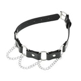 PU Leather Ring Chain Collar Fashionable Belt Buckle Collar Punk Sexy