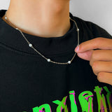 Pearl Beads Short Choker Necklace for Men