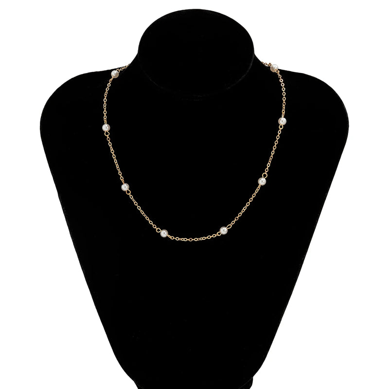 Pearl Beads Short Choker Necklace for Men