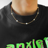 Pearl Beads Short Choker Necklace for Men