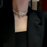 Pearl Choker Necklace Rhinestone Necklace for Women