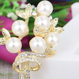 Pearl Grass Brooch Jewelry For Women Men Metal Scarf Wedding Gift