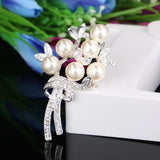 Pearl Grass Brooch Jewelry For Women Men Metal Scarf Wedding Gift