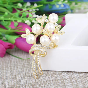 Pearl Grass Brooch Jewelry For Women Men Metal Scarf Wedding Gift