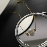 18K Pearl Pendant Necklace for Women Box Chain Choker Kpop Jewelry