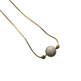 18K Pearl Pendant Necklace for Women Box Chain Choker Kpop Jewelry