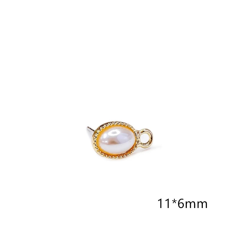 Pearl Rhinestone Resin Plastic Stud Earring - DIY Material