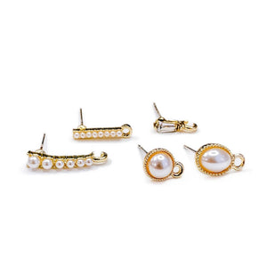 Pearl Rhinestone Resin Plastic Stud Earring - DIY Material