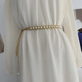 Pearls Beaded Belt Women Metal Waist Chain All Match Female Dress