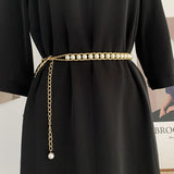Pearls Beaded Belt Women Metal Waist Chain All Match Female Dress