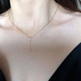 925 Silver Tassel Necklace Zircon Pendant Chain Birthday Gift